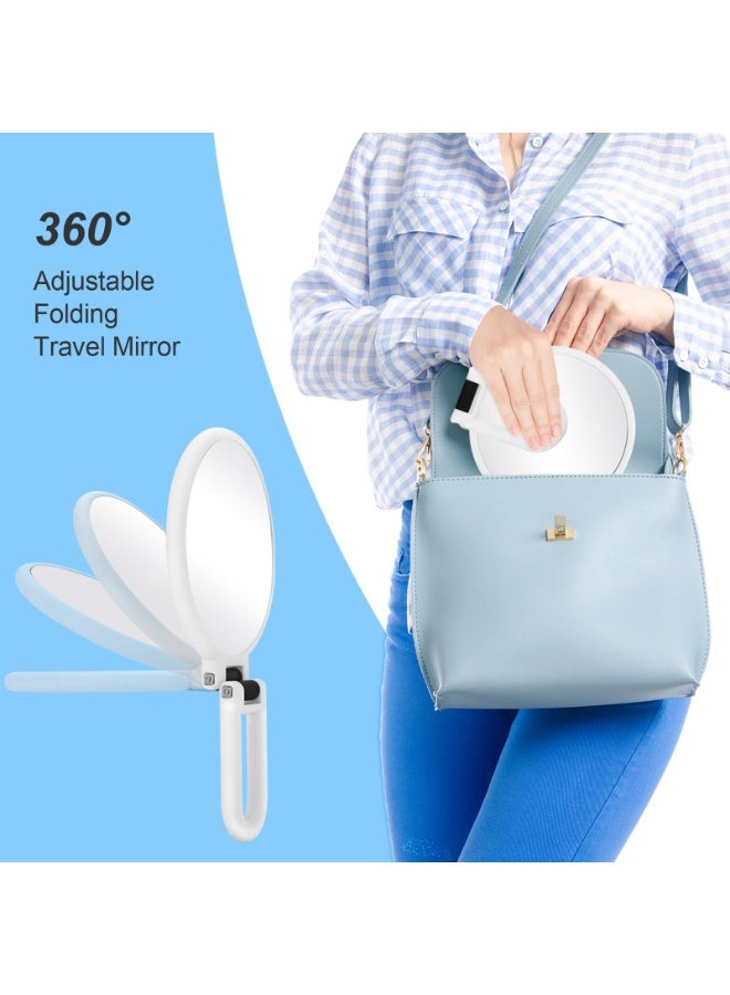 KISSUN 30x Magnifying Mirror, Travel Hand Mirrors with Handle - Double Side Handheld Mirror with 1X 30X Magnification & Adjustable Handle, Hand Held Foldable Travel Mirror for Makeup(Pearl White) - Image 4